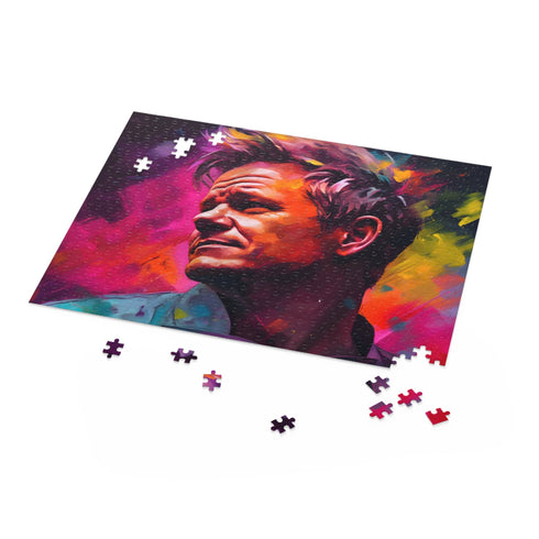 Vibrant neon Gordon Ramsay jigsaw puzzle, 10" x 8", 120 pieces.