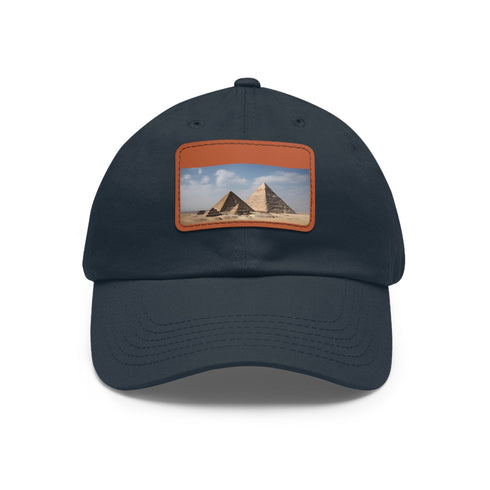 White Giza Glory baseball cap with light brown patch and rectangle shape.