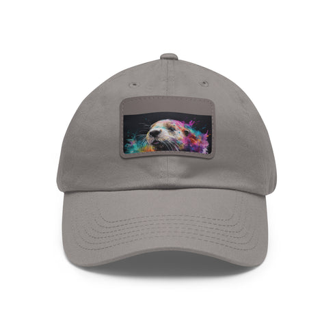 Happy Otter Watercolor Cap in White with Light Brown patch