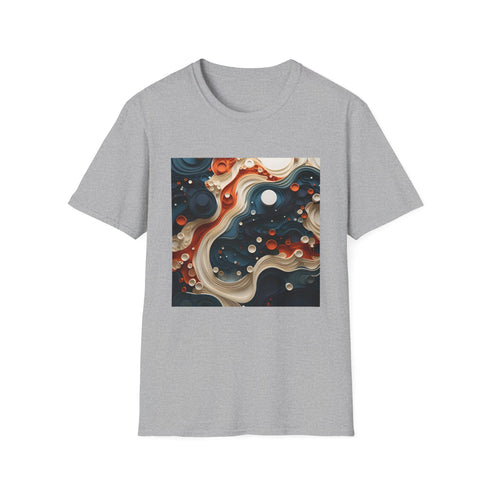 Charcoal cotton T-shirt with abstract geometric design and crew neck