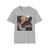 Charcoal cotton T-shirt with abstract geometric design and crew neck