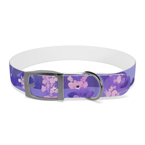 Lavender fields dog collar in M size, black onyx variant.
