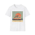 Charcoal t-shirt with retro camper van sunset design soft cotton material