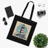 Hand-drawn black lighthouse themed cotton tote bag for accessories.