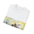 Charcoal cotton crew neck tee featuring vibrant bumblebee watercolor design