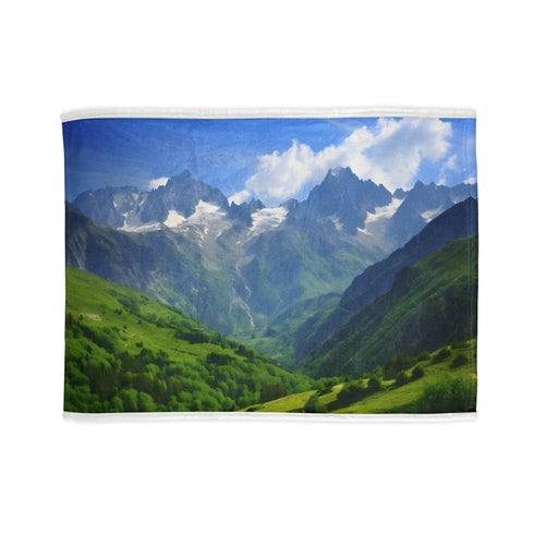 Plush French Alps-inspired blanket for cozy Mother's Day rest and sleep.
