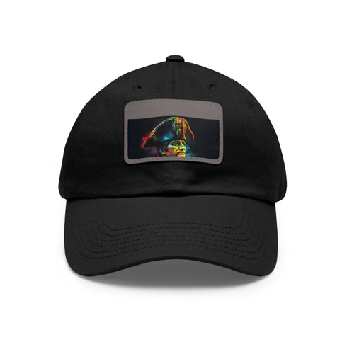 Neon watercolor baseball cap, white with light brown rectangular patch.