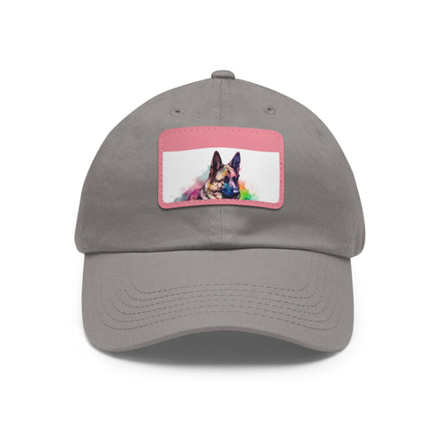 German Shepherd PupPrint Baseball Cap in White with Light Brown Patch