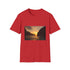 Charcoal crew neck T-shirt with sunset graphic cotton regular fit