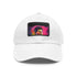 Neon colors watercolor baseball cap with light brown patch.