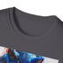 Watercolor Sonic graphic on charcoal cotton t-shirt with crew neck design