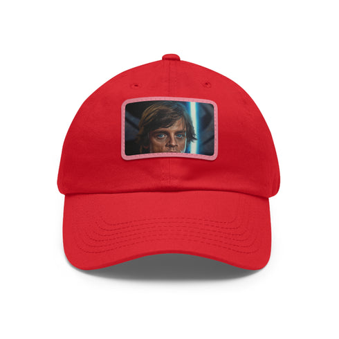 Galactic Jedi Baseball Cap with Luke Skywalker design in white and brown.
