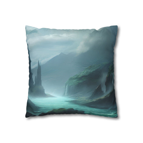 A Fantasy Landscape on the Edge of the World Double-Sided Square Cushion Cover