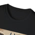 Charcoal cotton t-shirt featuring a whimsical llama reading among books
