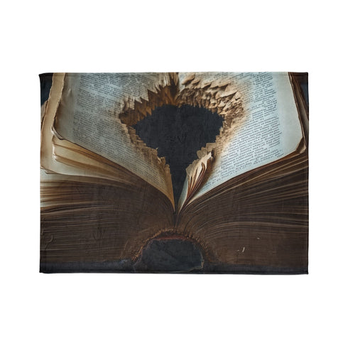 Portal Opening from Book Pages — Plush Fleece Throw Blanket — 300 GSM Plush Coral Fleece Texture Close-Up