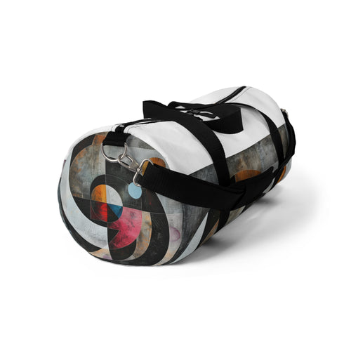 Abstract geometric shapes duffel bag, perfect for adventures or gym.