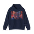 Navy upside down palette hoodie for men and women, regular fit.