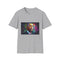Colorful cotton crew neck T-shirt with watercolor neon Barack Obama silhouette