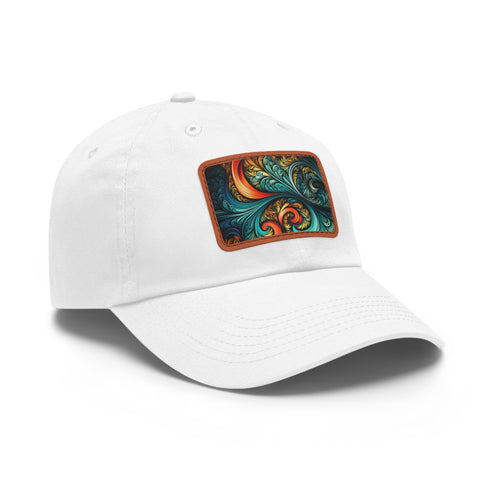 Geo Fractal Snapback Cap in White with Light Brown Patch