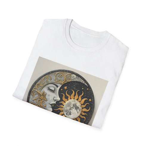 Charcoal mandala sun moon graphic t-shirt with soft cotton regular fit
