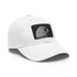 Galactic Empire Death Star white cotton baseball cap with light brown patch.