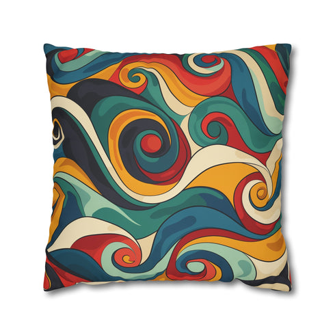 Vintage Vibes Pillowcase: Retro Waves seamless pattern in vibrant colors, adds retro-chic style to bedroom decor
