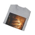 Charcoal cotton T-shirt featuring textured Jupiter painting design