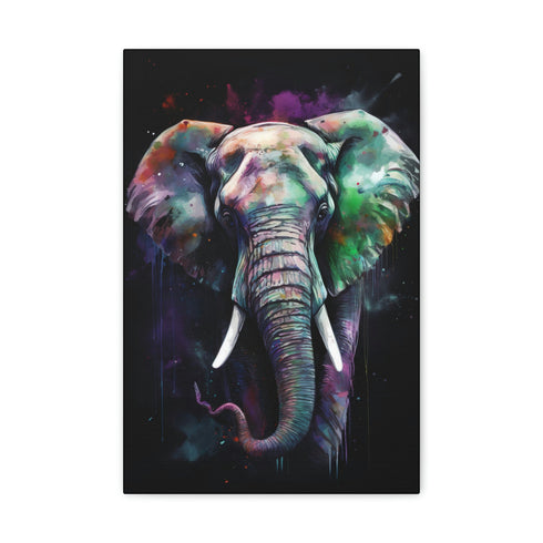 Striking elephant canvas art, home decor, majestic animal portrait, durable quality.