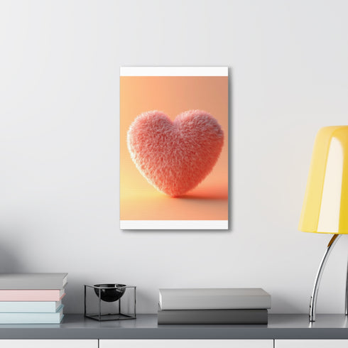 3D fluffy blue heart canvas for elegant wall decoration art piece