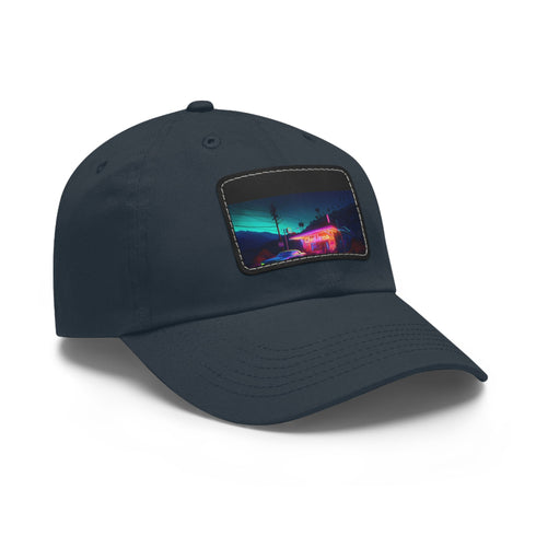 Vibrant neon watercolor charm baseball cap, white/light brown patch, unisex.