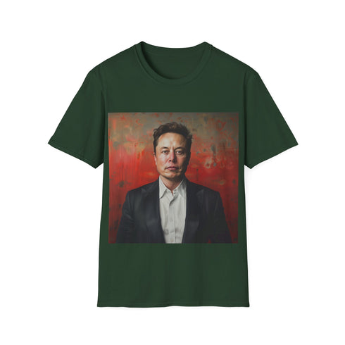 Charcoal cotton crew neck tee with Elon Musk innovation design