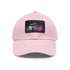 Neon watercolor splash baseball cap, white/light brown patch, rectangle shape.