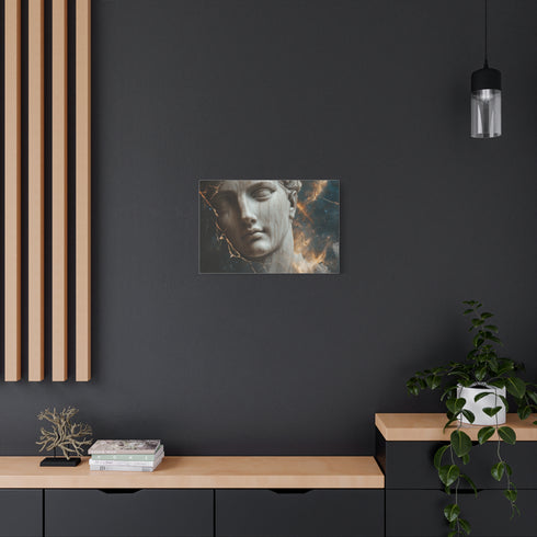 Nebula Inside a Cracked Marble Statue Stretched Canvas Wall Art