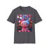 Charcoal crew neck T-shirt features playful whimsical Hello Kitty design