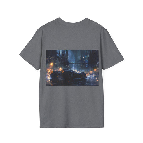 Charcoal cotton t-shirt featuring Gotham City Batmobile design