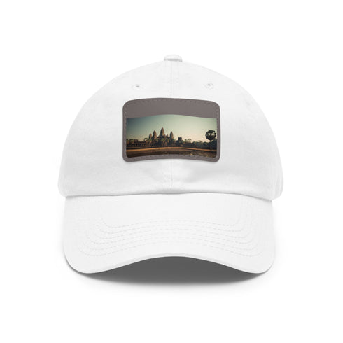 Angkor Wat Tribute Cap in White with Light Brown Patch.