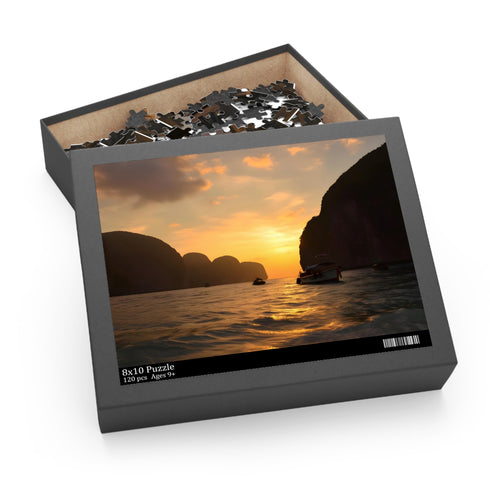 Colorful Maya Bay sunset puzzle with vibrant details, 120 pieces.