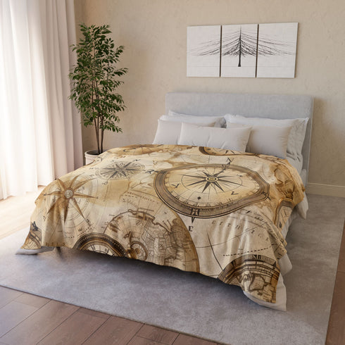 Vintage Cartography Explorer Maps Seamless Plush Fleece Throw Blanket - View 12 | Prints With Passion