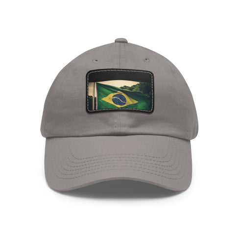 White Brazilian flag cap with light brown rectangle patch.