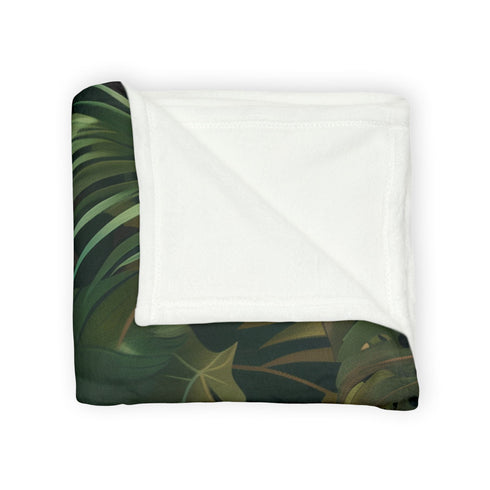 Tropical Jungle Safari Tiger Foliage Seamless Plush Fleece Throw Blanket - View 5 | Prints With Passion