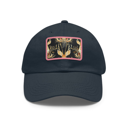 Urban white baseball cap with mythical jackalope seamless pattern.