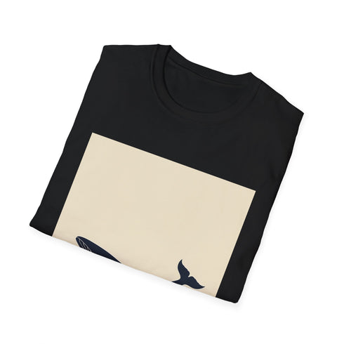 Charcoal cotton t-shirt with minimalist whale design regular fit crew neck