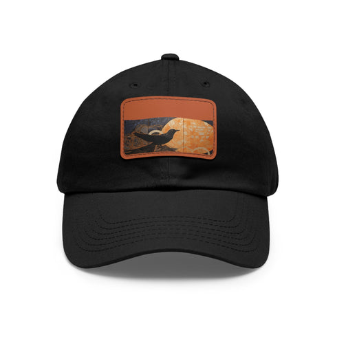 Midnight Elegance black cotton baseball cap with abstract gold and copper design.