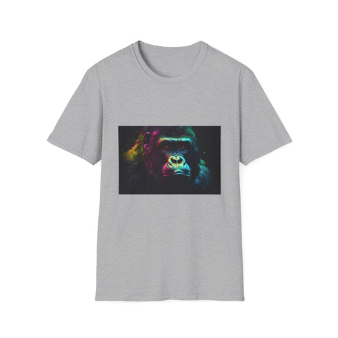 Vibrant charcoal T-shirt with watercolor gorillas perfect for summer fashion