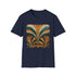 Charcoal cotton T-shirt with vibrant abstract art deco patterns