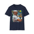 Charcoal cotton T-shirt with vibrant Nadal tennis painting design