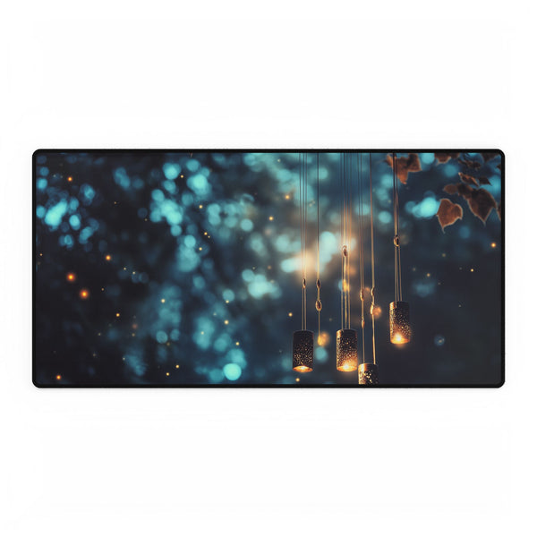 Mystical Wind Chimes Glowing in Night ā XL & XXL Desk Mat ā Full Top-Down Artwork View