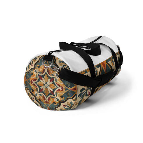 Artisan Tiles Duffel Bag with Seamless Tile Pattern for Travelers.