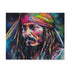 Vibrant neon Jack Sparrow pirate ship jigsaw puzzle with watercolor hues.