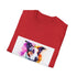 Charcoal cotton T-shirt featuring playful Jack Russell terrier illustration